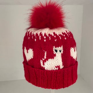 Cat Hand Knitted Virgin Wool Hat