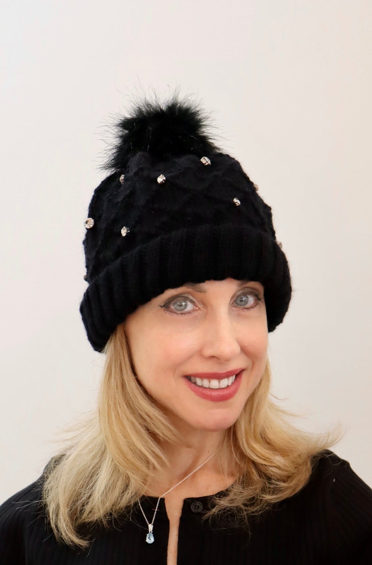 Our model sporting our Dazzle Darling Knitted Hat 